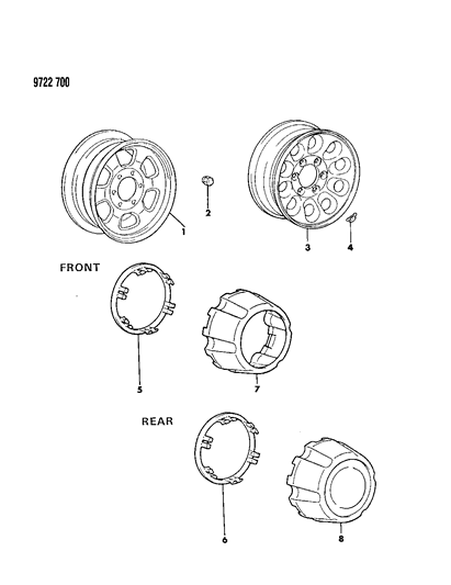 1989 Dodge Raider Wheels & Covers Diagram