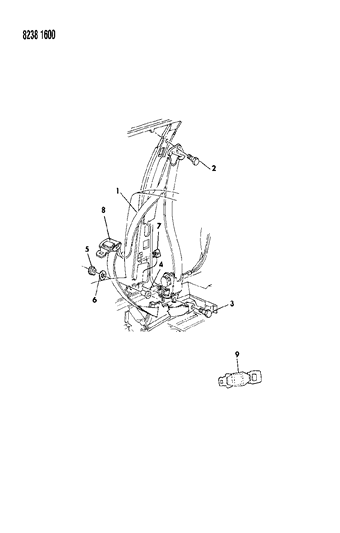1988 Chrysler New Yorker Turbo Belt - Front Seat Diagram 1