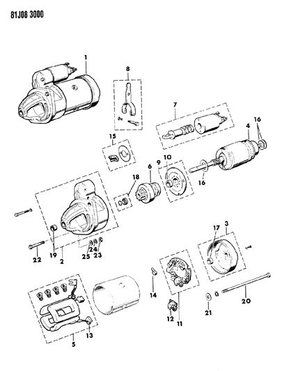 1984 Jeep Wrangler Starter & Mounting Diagram 1