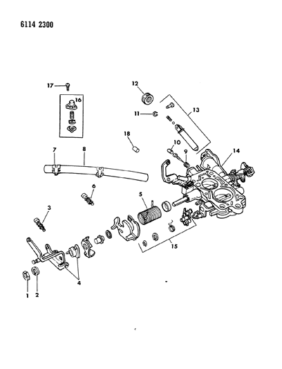 1986 Chrysler LeBaron Base Carburetor Throttle Body Components Diagram
