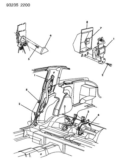 1993 Dodge Spirit Belt - Front Seat Diagram 2