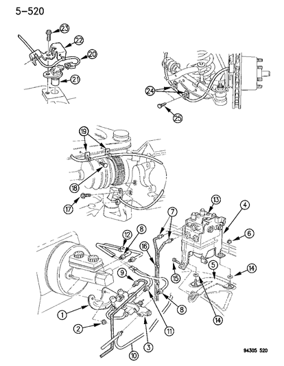 1994 Dodge Dakota Lines And Hoses (Includes Hyd Cont Unit) Diagram