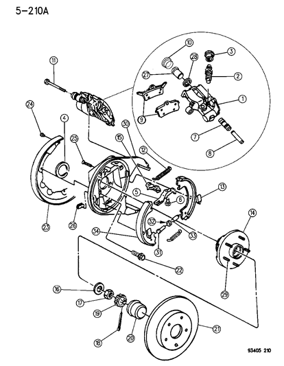 1995 Chrysler Concorde Brakes, Rear With Rear Disc Diagram