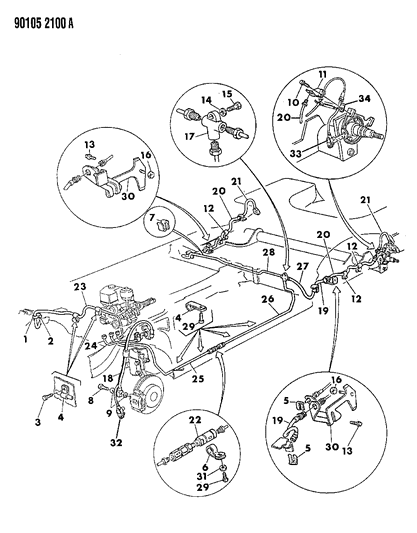 1990 Chrysler TC Maserati Lines & Hoses, Brake Diagram