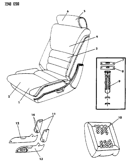 1987 Chrysler LeBaron GTS Front Seat Diagram 3