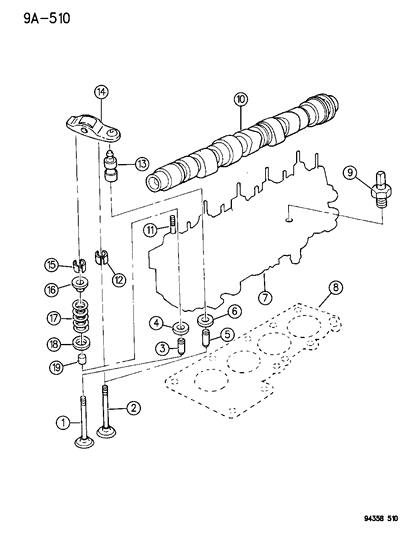 1994 Dodge Dakota Camshaft & Valves Diagram 1