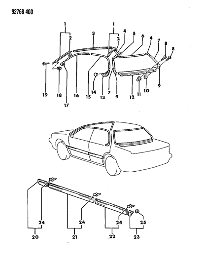 1992 Dodge Colt Mouldings Diagram 2