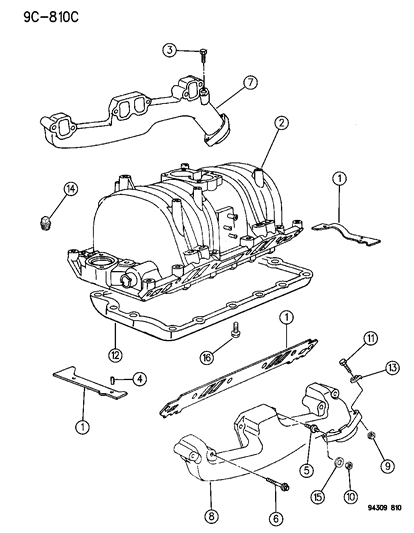 1995 Dodge Ram 1500 Manifolds - Intake & Exhaust Diagram 3