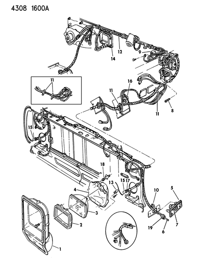 1984 Dodge Ramcharger Lamps & Wiring (Front End) Diagram