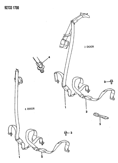 1992 Dodge Colt Seat Belts - Rear Diagram 2