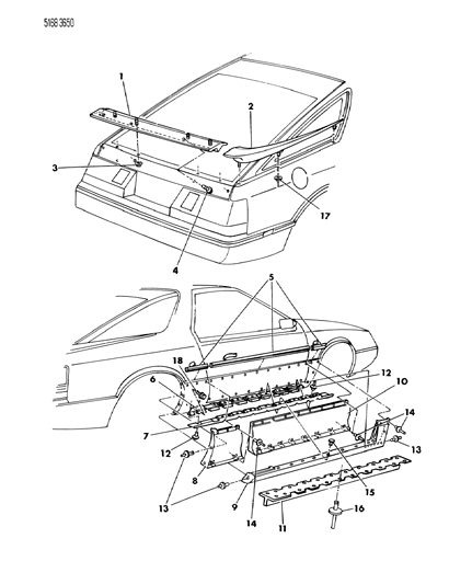 1985 Dodge Daytona Ground Effects Package - Exterior View Diagram 2