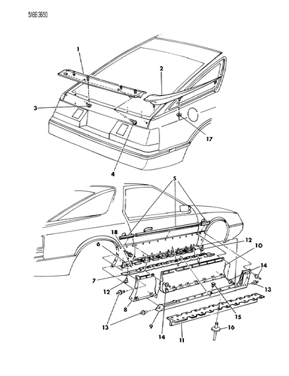 1985 Chrysler Laser Ground Effects Package - Exterior View Diagram 2