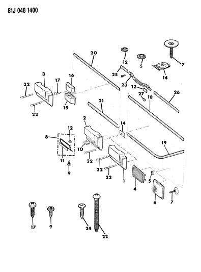 1984 Jeep J10 Interior Trim Parts Diagram