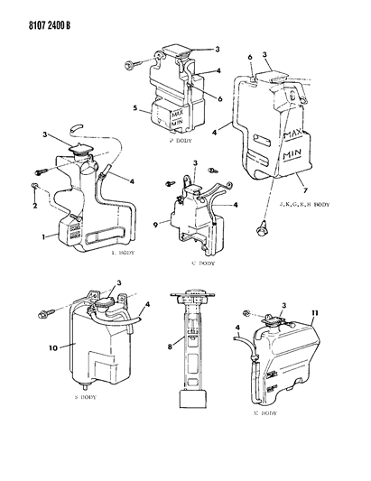 1988 Chrysler New Yorker Base Model Coolant Reserve Tank Diagram