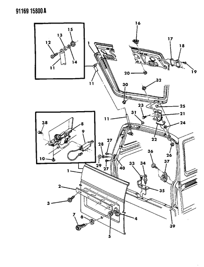 1991 Dodge Grand Caravan Liftgate Panel Diagram