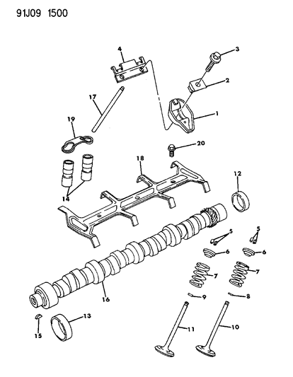 1993 Jeep Grand Cherokee Camshaft & Valves Diagram 2