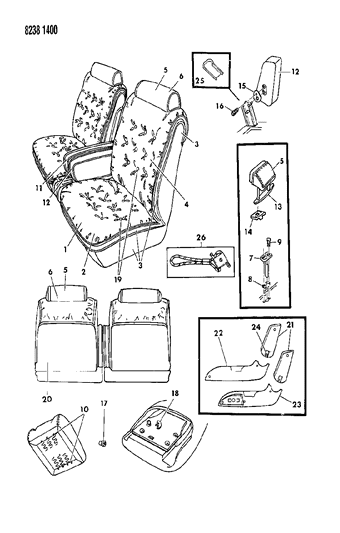 1988 Chrysler New Yorker Turbo Front Seat Diagram 2
