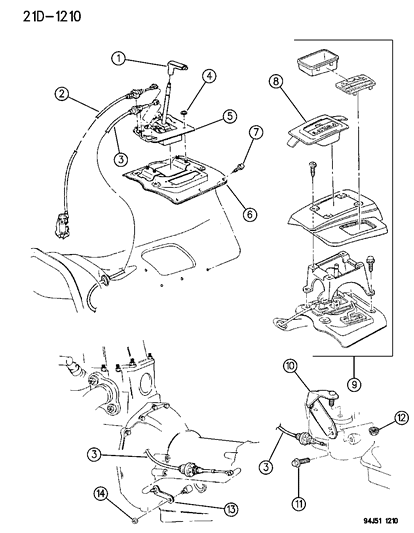 1995 Jeep Grand Cherokee Controls , Gearshift , Floor Mounted Diagram 2