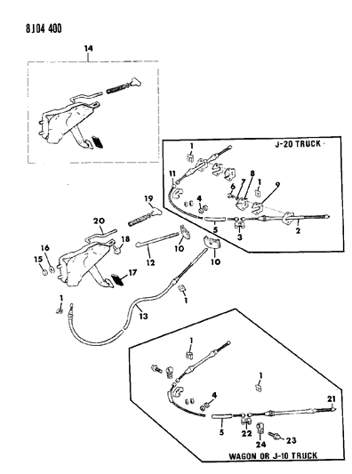 1988 Jeep J10 Lever Assembly & Cables Parking Brake Diagram