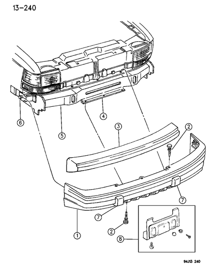 1994 Jeep Grand Cherokee Bumper, Front Diagram