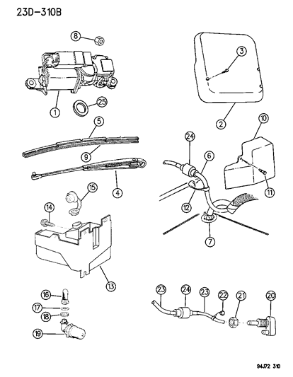 1994 Jeep Wrangler Rear Wiper & Washer Diagram