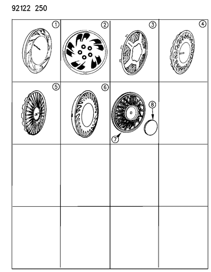 1992 Chrysler LeBaron Sedan Covers, Wheel Diagram