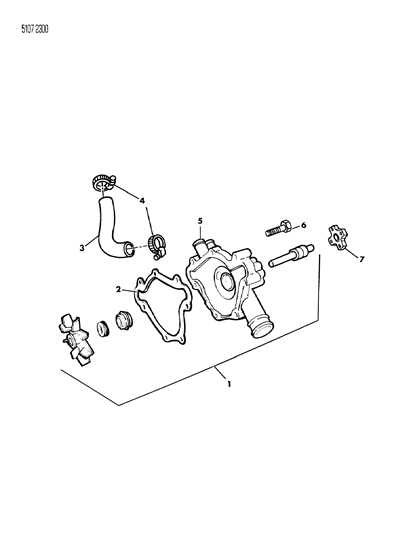 1985 Chrysler LeBaron Base Water Pump & Related Parts Diagram 4