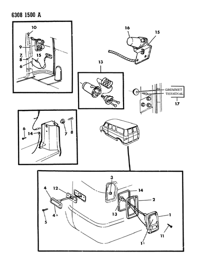 1986 Dodge Ram Wagon Lamps & Wiring (Rear End) Diagram