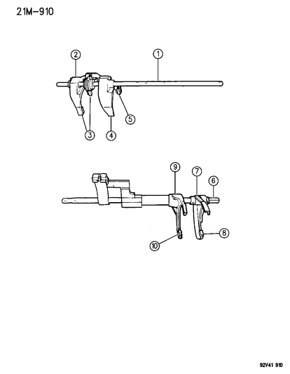 1996 Dodge Viper Shift Forks, Rails, Miscellaneous Parts Diagram