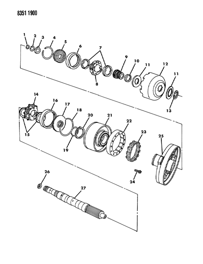 1988 Dodge D150 Gear Train & Intermediate Shaft Diagram