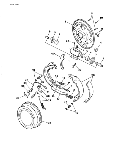 1984 Chrysler Fifth Avenue Brakes, Rear Diagram