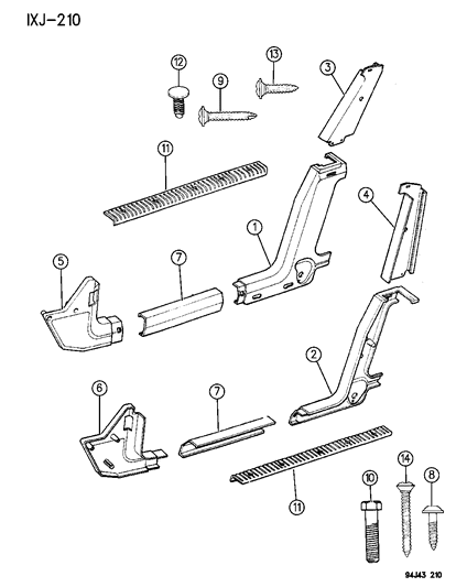 1996 Jeep Cherokee Panel-COWL Side Trim Diagram for 5EW74SY6