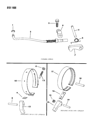 1988 Chrysler Town & Country Bands, Reverse & Kickdown With Parking Sprag Diagram