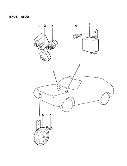 1984 Dodge Colt Horn - Relay - Flasher - Timer Diagram