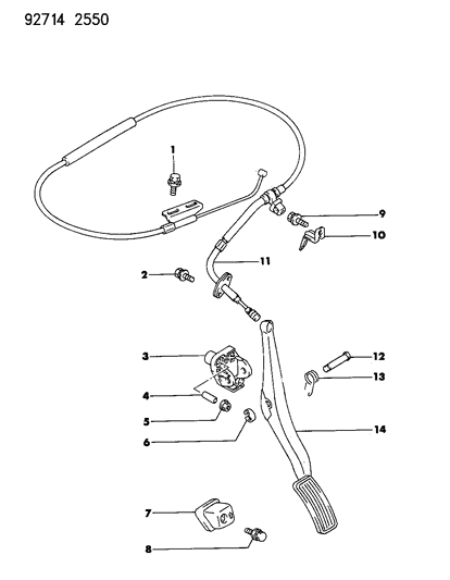 1992 Dodge Ram 50 Accelerator & Pedal Diagram