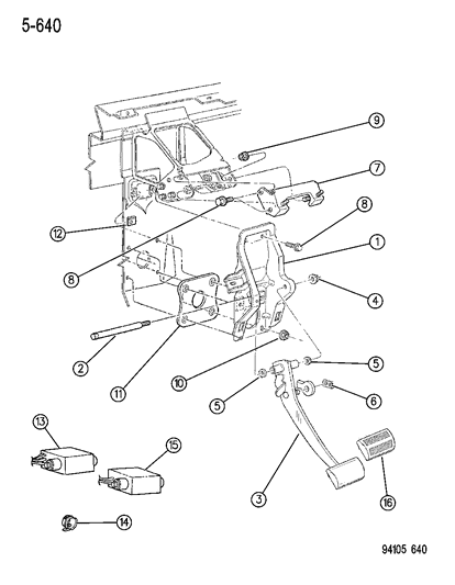 1994 Chrysler Town & Country Brake Pedal Diagram