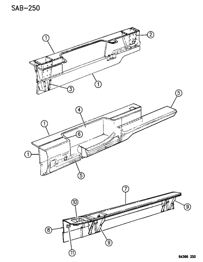 1995 Dodge Ram Van Stepwell - Sliding Door Diagram