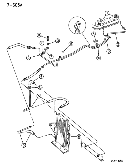 1995 Jeep Wrangler Oil Cooler & Lines Diagram