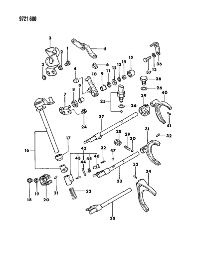 1989 Dodge Colt Control, Shift Diagram 2