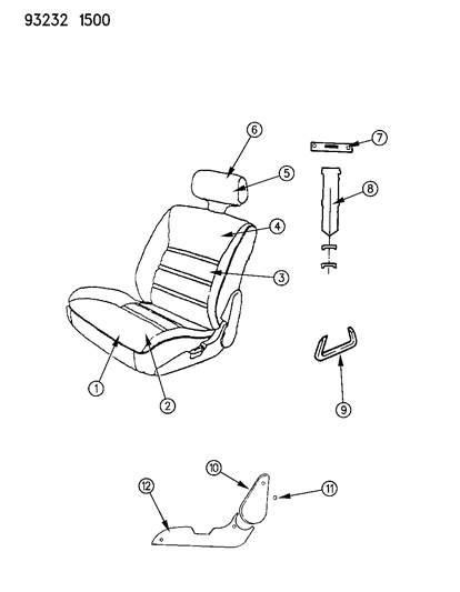 1993 Dodge Shadow Front Seat Diagram 1
