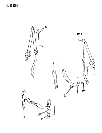 1990 Jeep Comanche Seatbelts Diagram