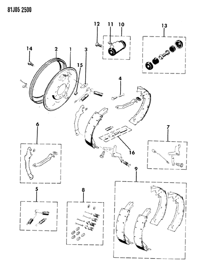 1986 Jeep J10 Brakes, Rear Diagram 2