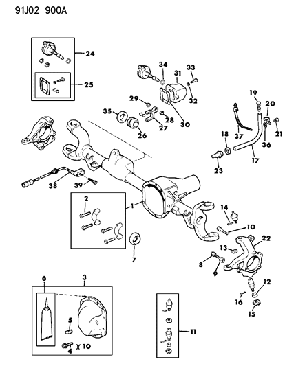 1991 Jeep Wrangler Housing - Front Axle Diagram 2