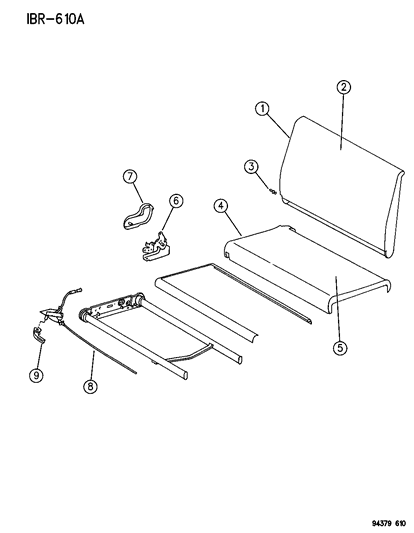 1996 Dodge Ram 2500 Rear Seat & Attaching Parts Diagram