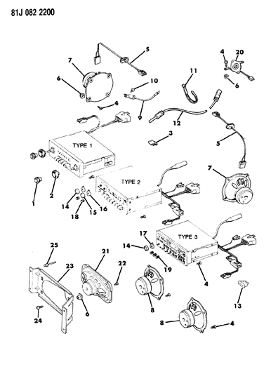 1986 Jeep Cherokee Speakers & Radio Knobs Diagram 1