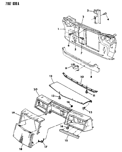 1987 Chrysler New Yorker Grille & Related Parts Diagram