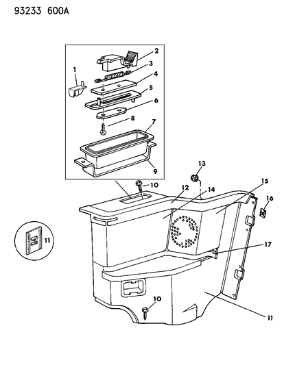 1993 Chrysler LeBaron GTC Panel - Quarter Trim Diagram 2