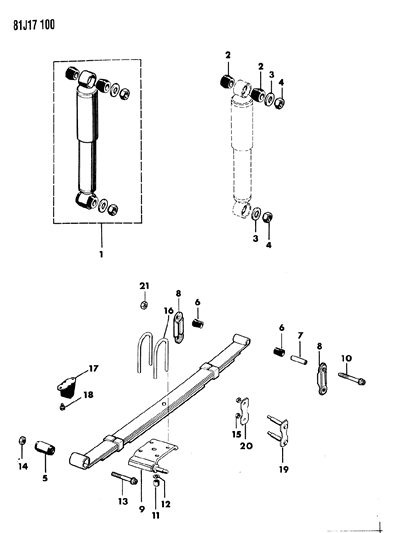 1985 Jeep Wrangler Suspension - Rear With Shock Absorber Diagram