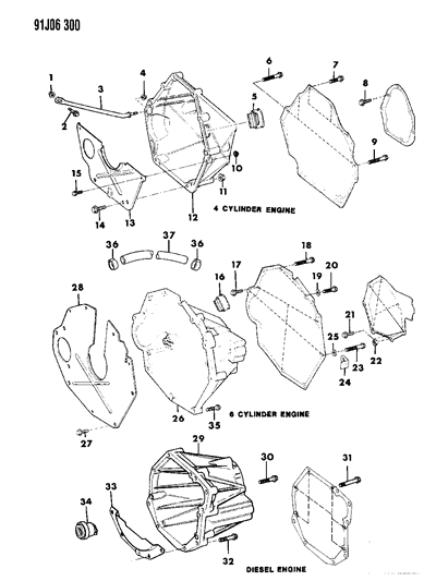 1991 Jeep Comanche Housing & Pan, Clutch Diagram