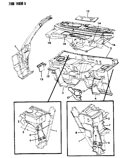 1987 Dodge Diplomat Cowl & Dash Panel Diagram